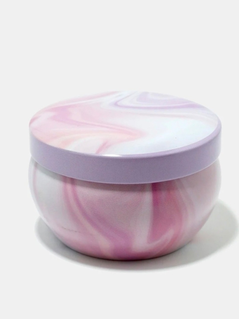 Marble-Effect Pink Lavender Round Tin Jar BNIB